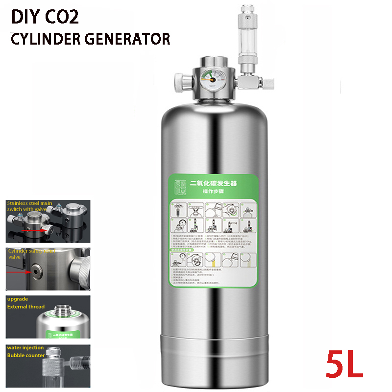 Co2 Regulator Dual Stage - 5L حوض السمك مولد ثاني أكسيد